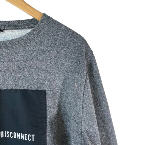 H&M Mens Crew Neck Connect Disconnect Long Sleeve Sweatshirt Gray Casual - Picture 6 of 7